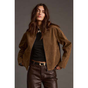 12th Tribe Sienna Brown Vegan Suede Jacket Size XSXS